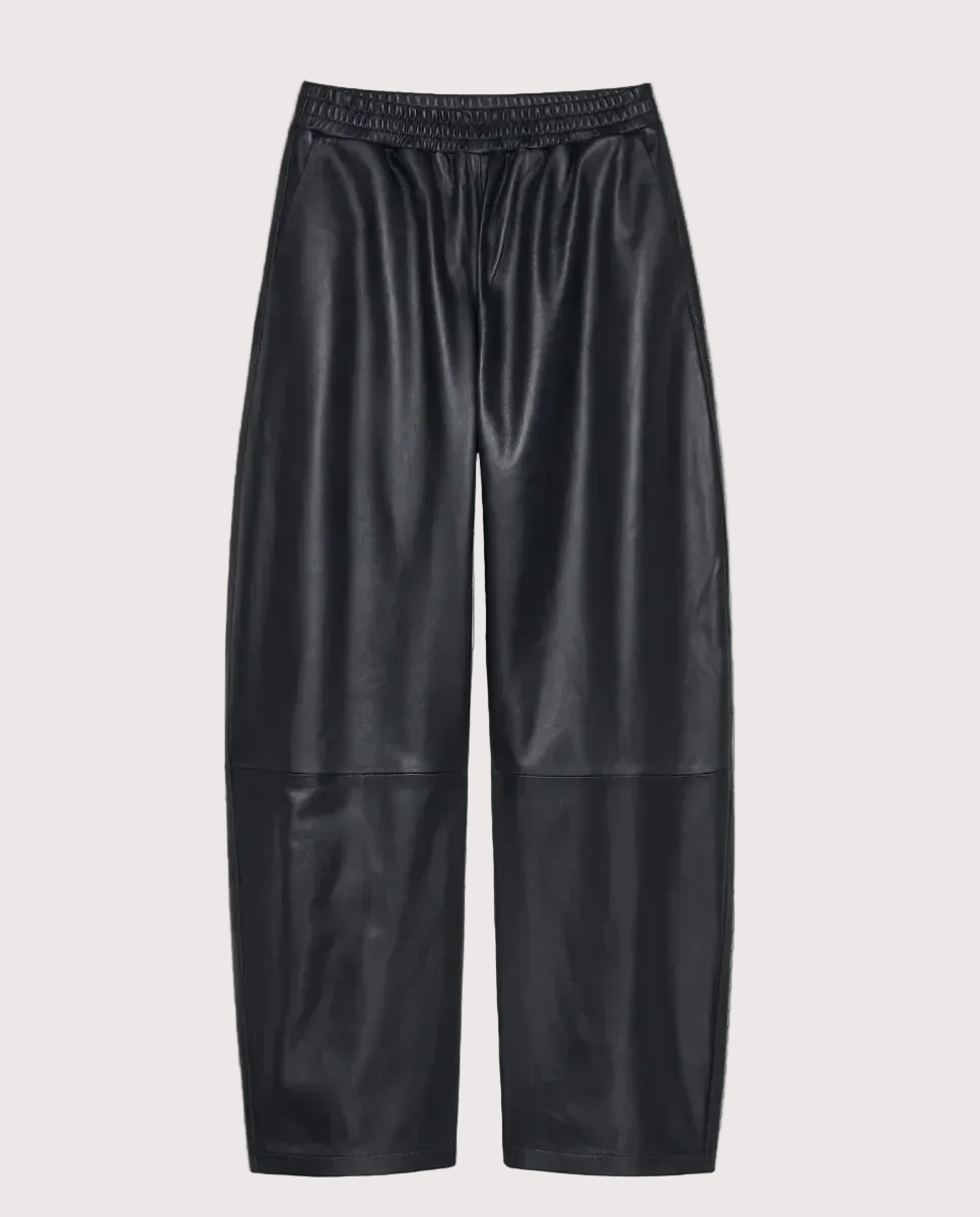 Noa Leather Barrel Trousers Night