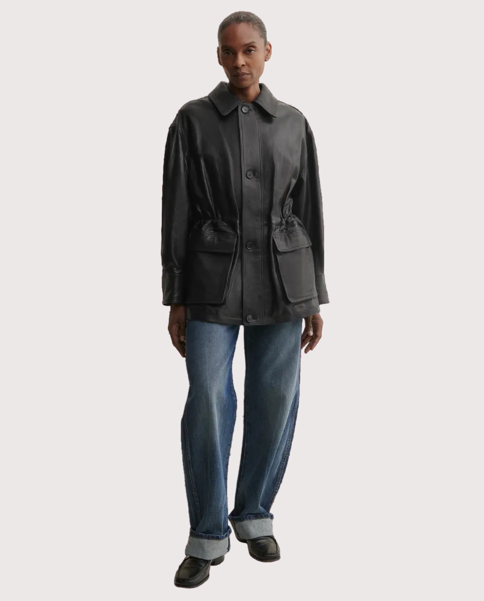 Maeve Leather Field Jacket Black