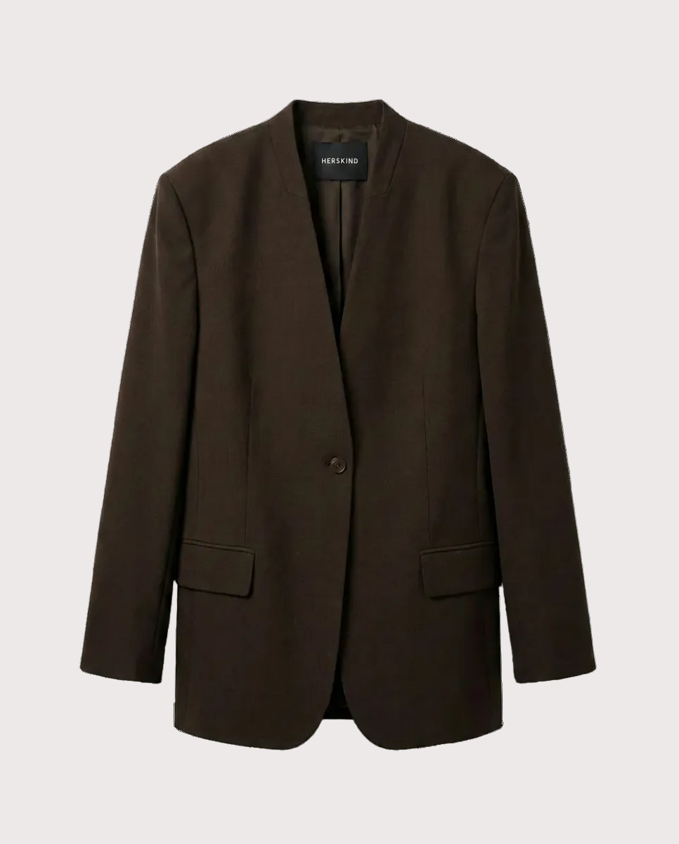 Clarissa Regurlar Fittet Blazer Coffee Brown