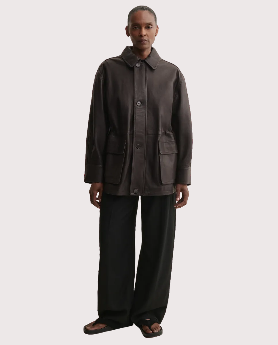 Maeve Leather Field Jacket Coffee Bean