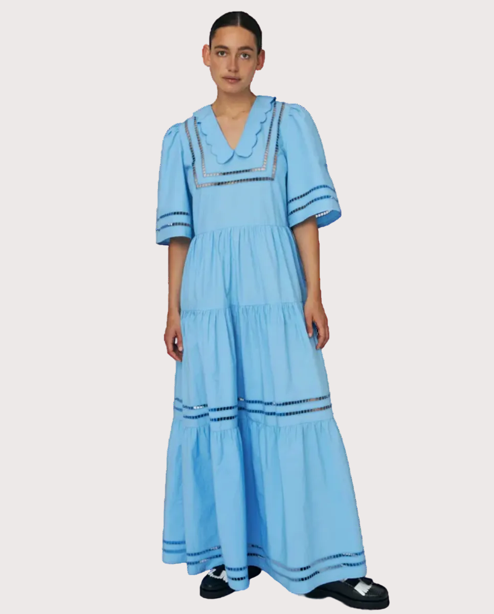 Maxi Dress with Artworks Blue Coral