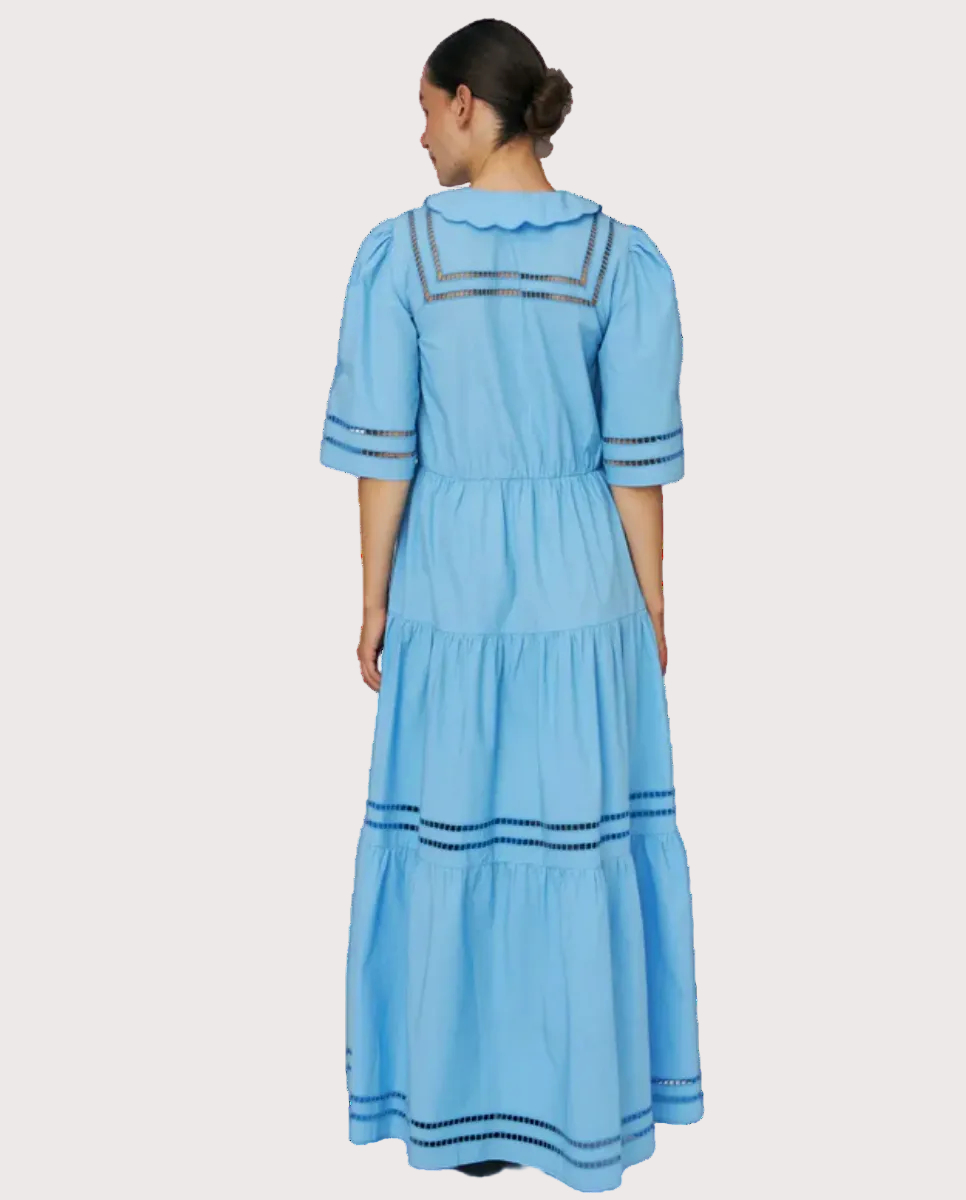 Maxi Dress with Artworks Blue Coral