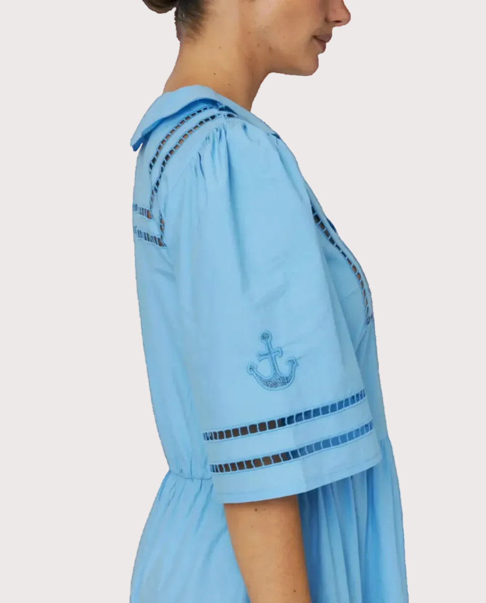 Maxi Dress with Artworks Blue Coral
