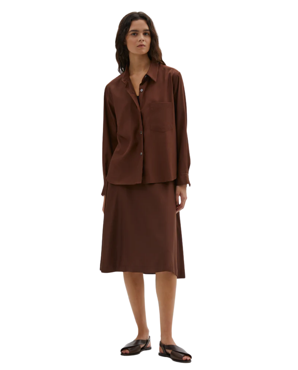 Simple Shirt Matt Silk Rich Brown