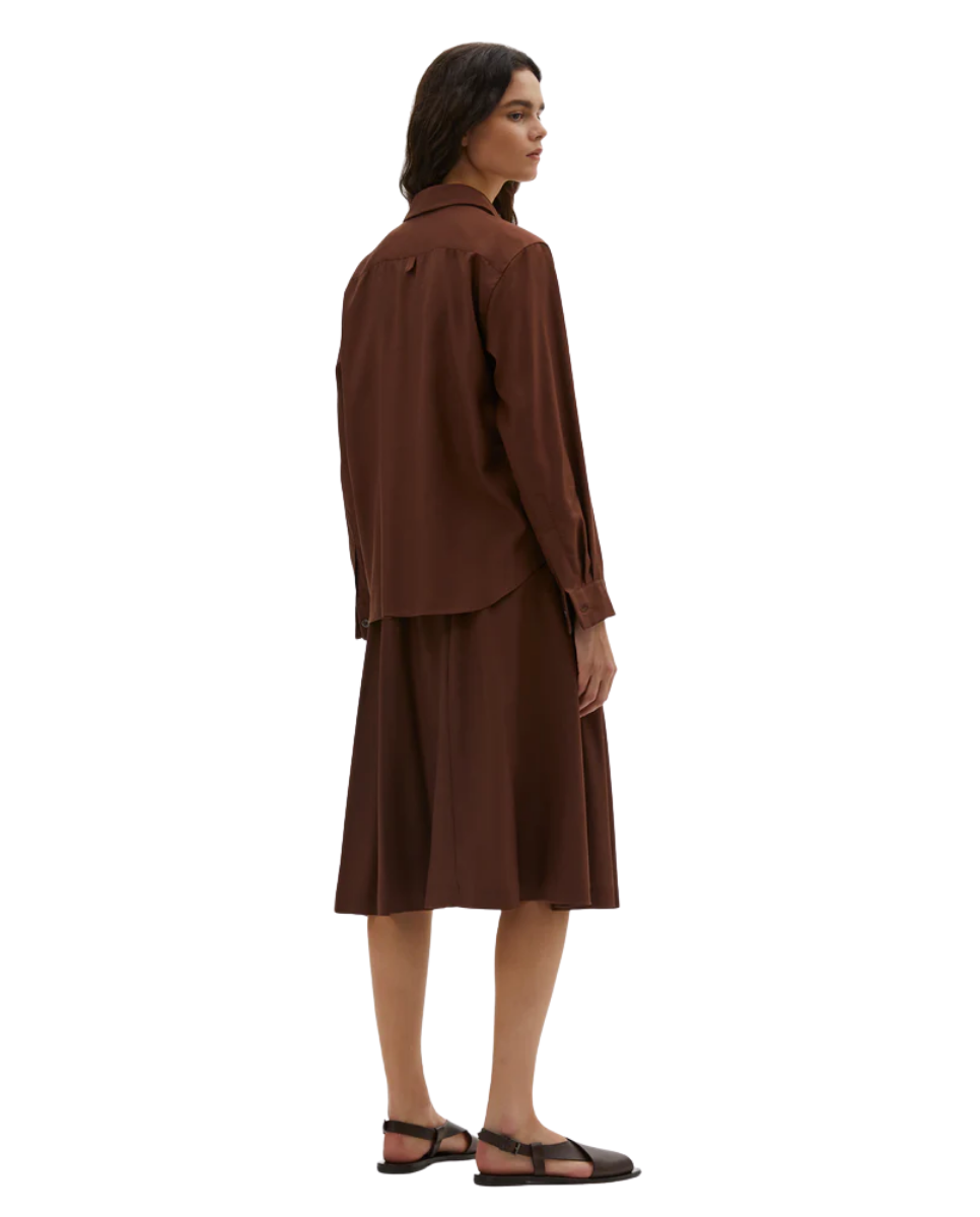 Simple Shirt Matt Silk Rich Brown