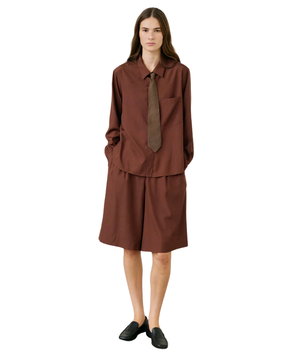 Simple Shirt Matt Silk Rich Brown