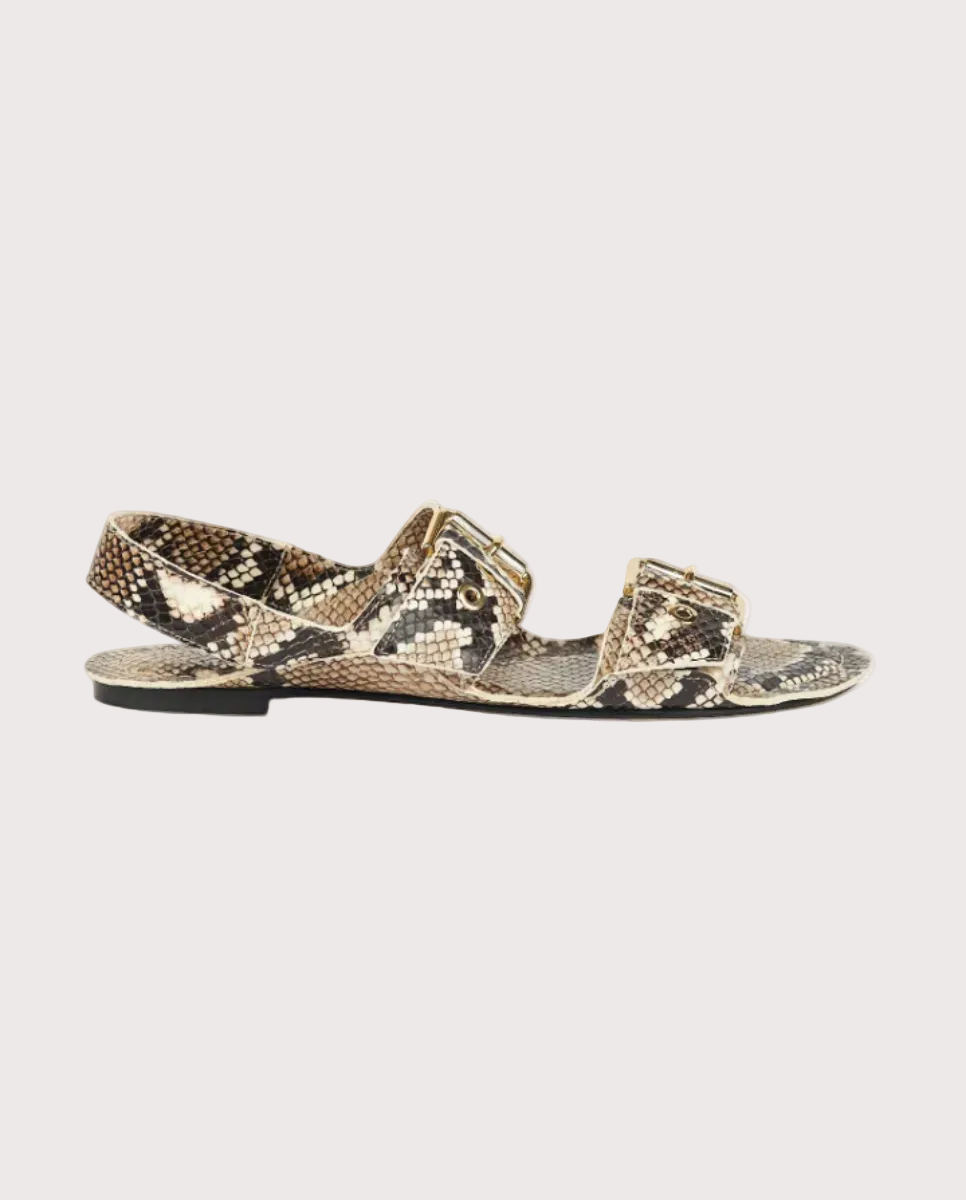 Double Buckle Sandal Taupe Python