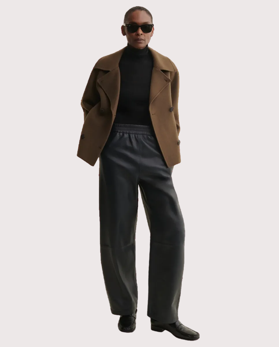 Noa Leather Barrel Trousers Night