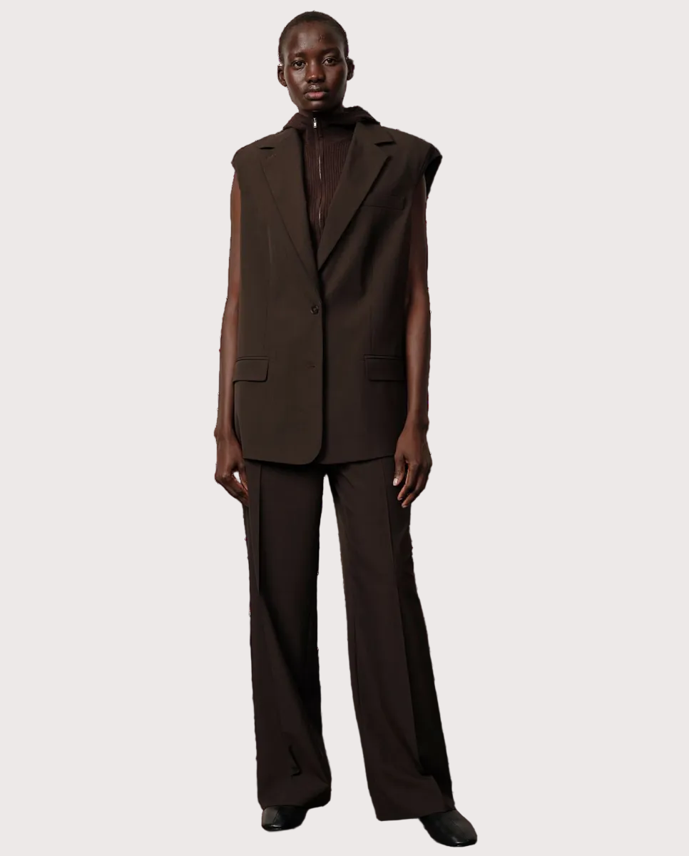 Ivano Mid Waist Pants Coffee Brown