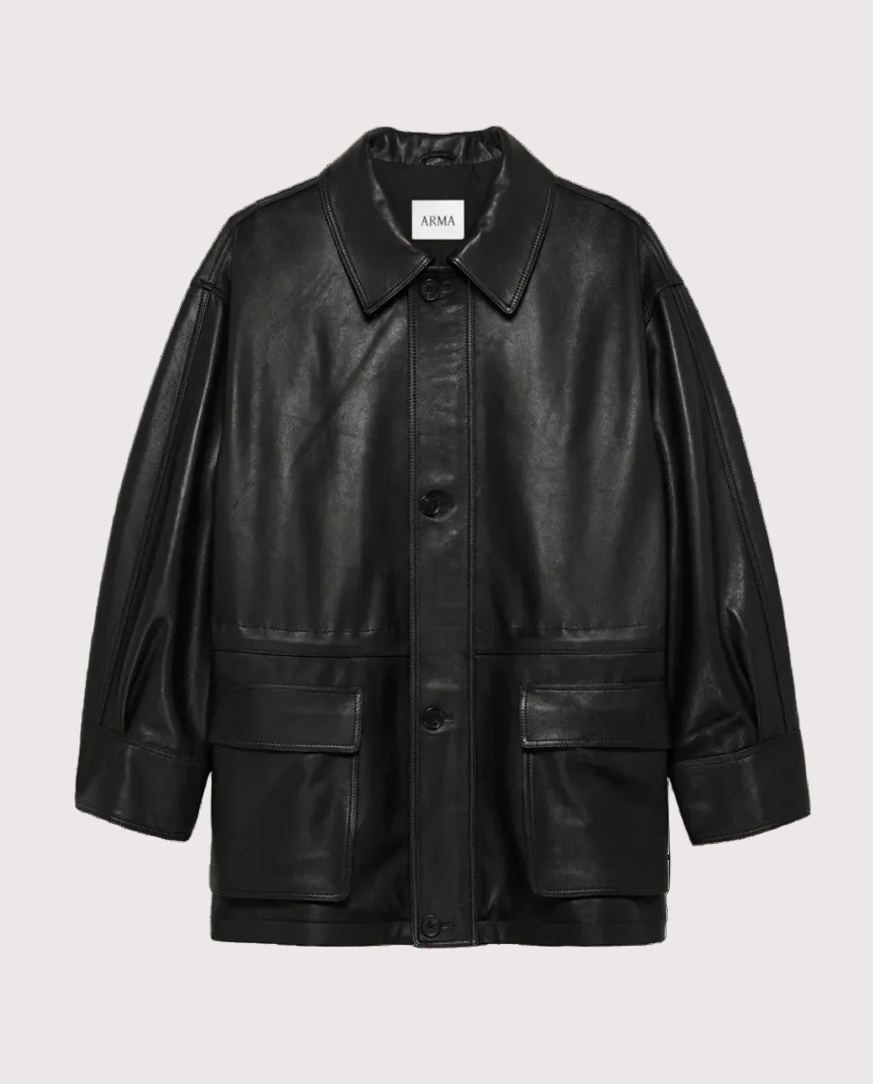 Maeve Leather Field Jacket Black