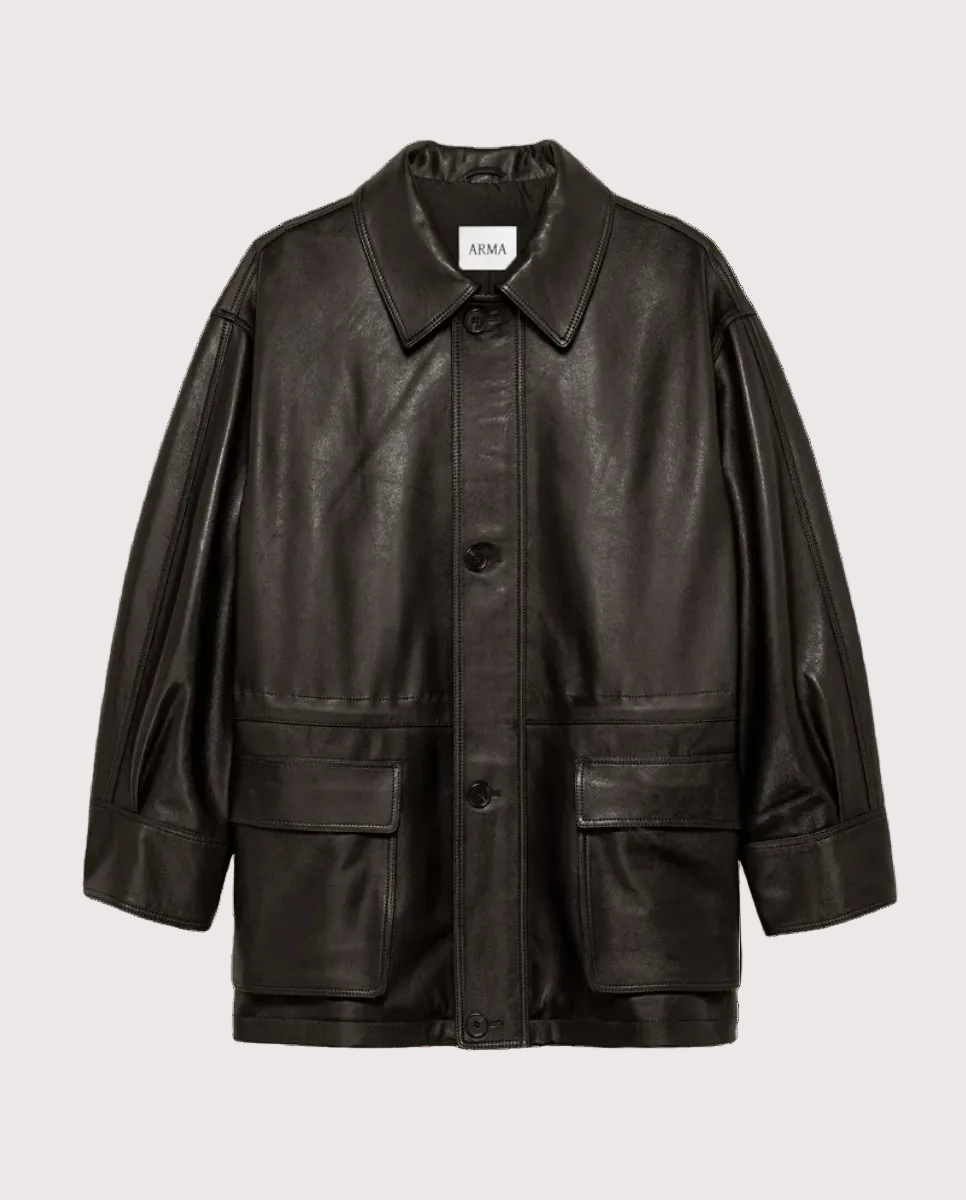 Maeve Leather Field Jacket Coffee Bean