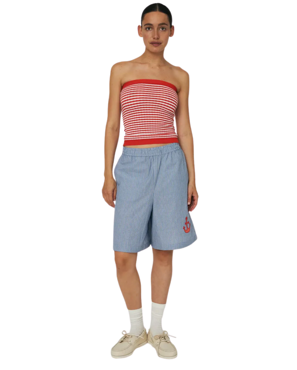 Knit Tube Top Red/Creme Stripes