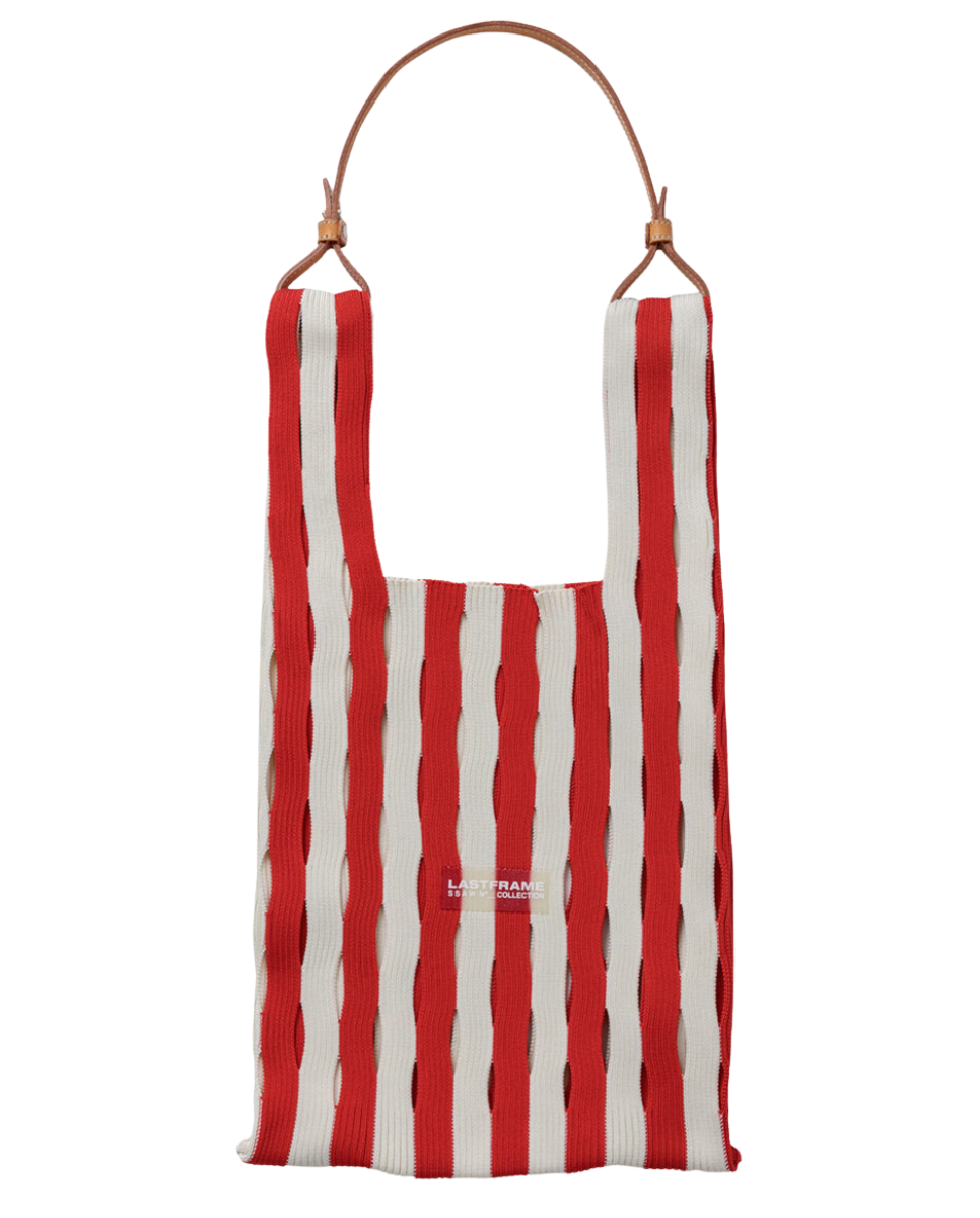 Red and 2025 white striped bags