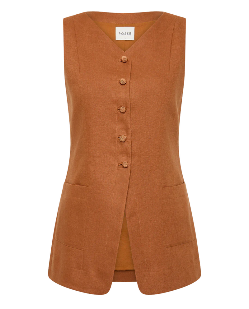 Lorenzo V-Neck Vest Chestnut