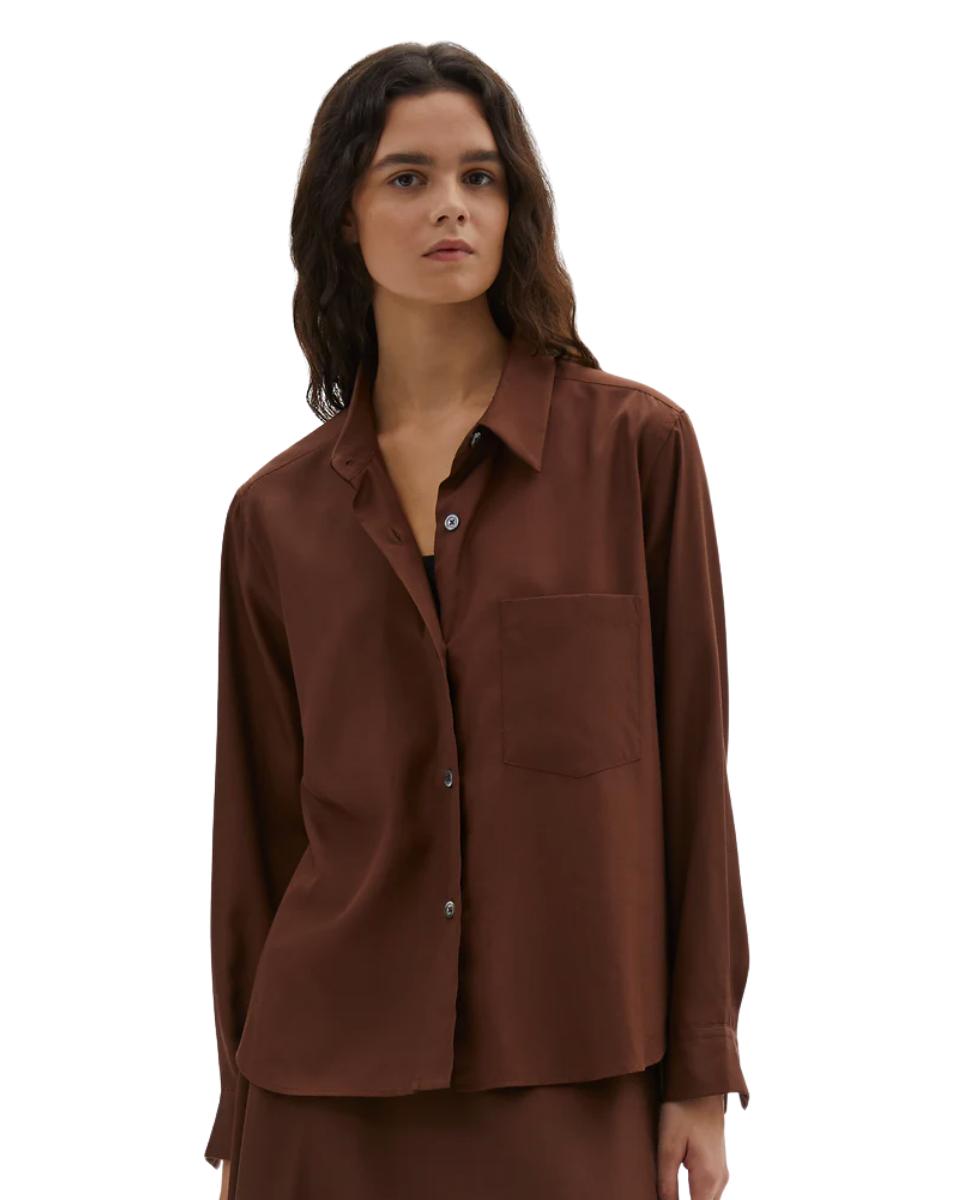 Simple Shirt Matt Silk Rich Brown