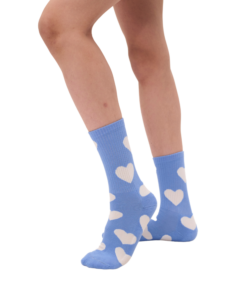 It Smells Love Blue Heart Socks