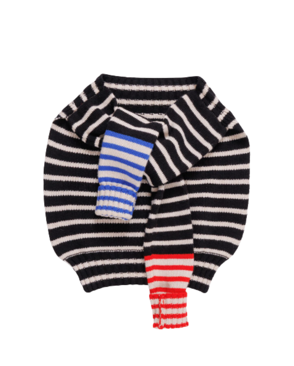 Rose Sweater Scarf Black Ecru Stripe