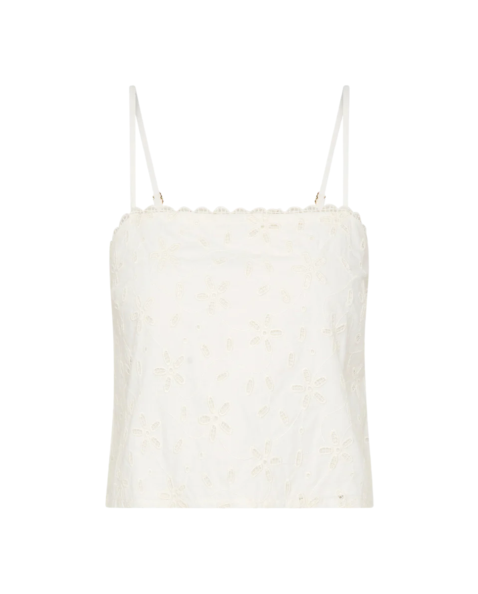 Salma Embroidered Cotton Top Vintage White