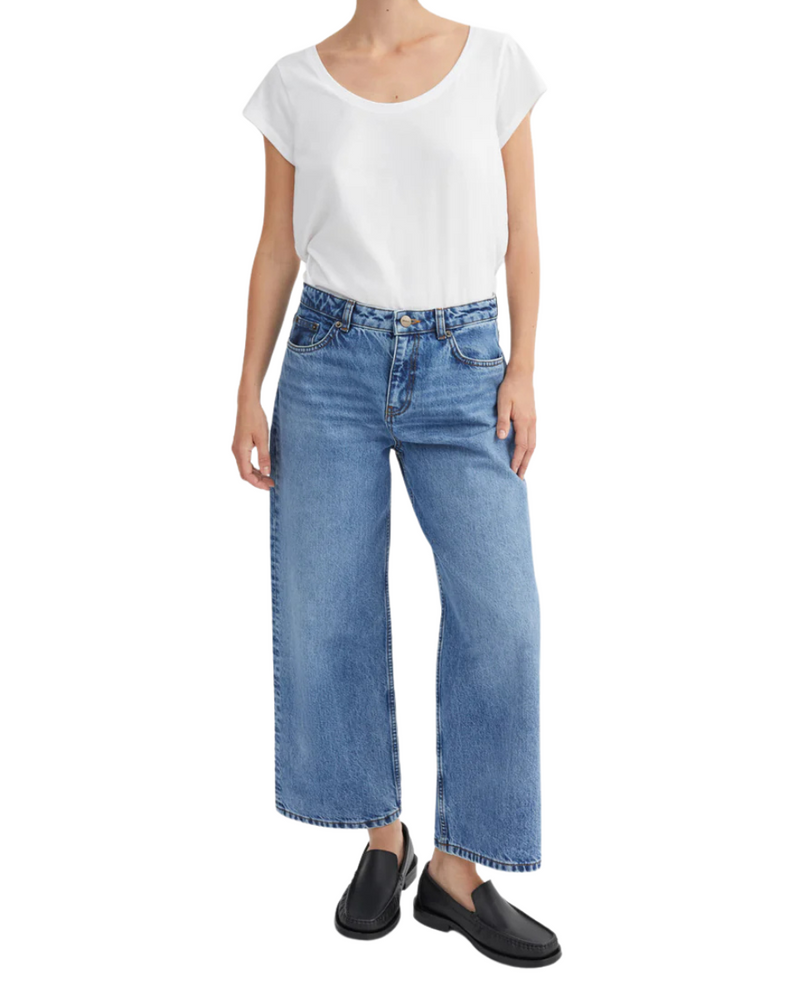 Taylor Cropped Jeans Worn Mid Blue