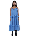 Maxi Strap Frill Dress Summer Blue