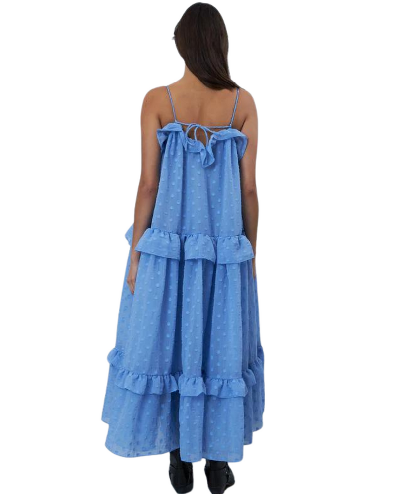 Maxi Strap Frill Dress Summer Blue