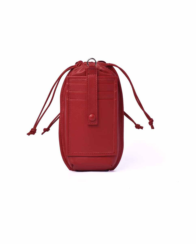 ELAOW Leather crossbody pouch PB1 Red-BACK