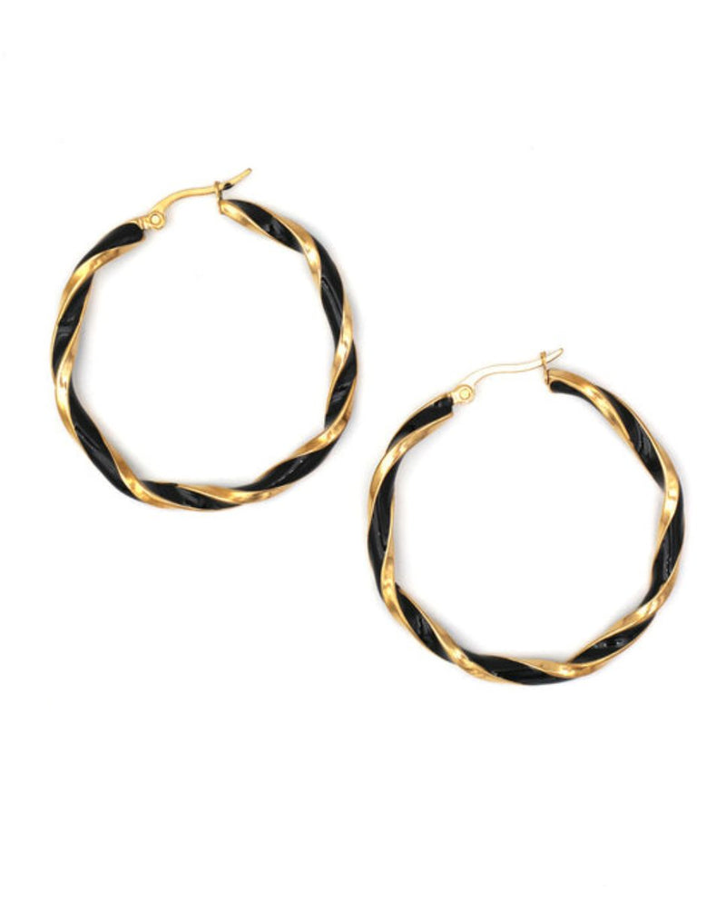 Terry hoop earrings black and gold