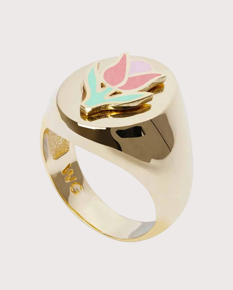 WILHELMINA GARCIA Tulip ring gold front-Diverse