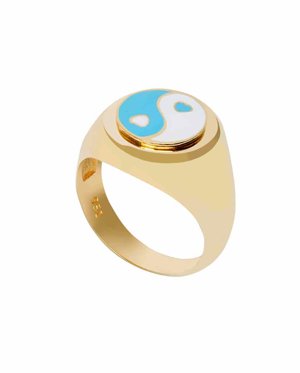 WILHELMINA GARCIA Yin Yang ring blue front-Diverse